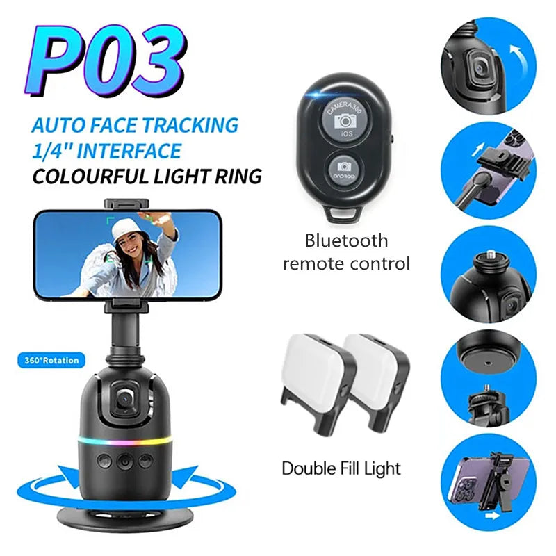 💫FANGTUOSI AI 360° Smartphone Stabilizer – Smart Face Tracking & Gesture Control
