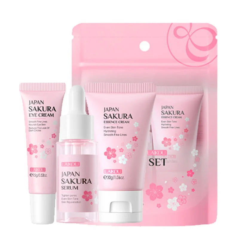 ✨ Golden Sakura Face Care Set – Cream, Serum & Eye Treatment (LAIKOU)