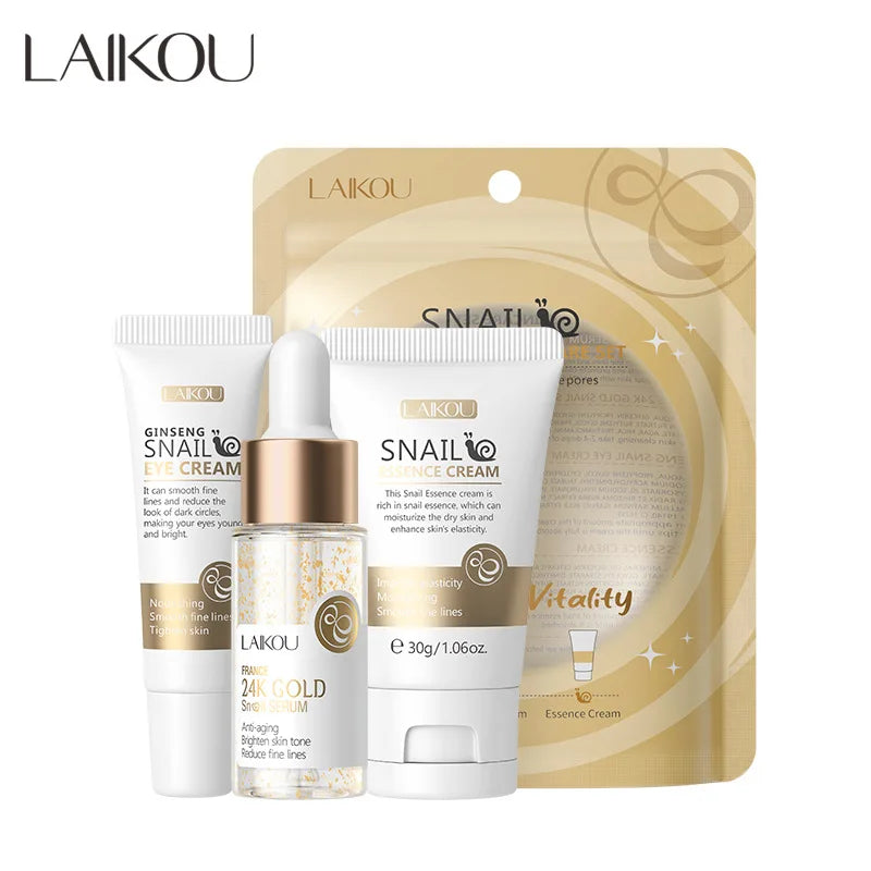 ✨ Golden Sakura Face Care Set – Cream, Serum & Eye Treatment (LAIKOU)