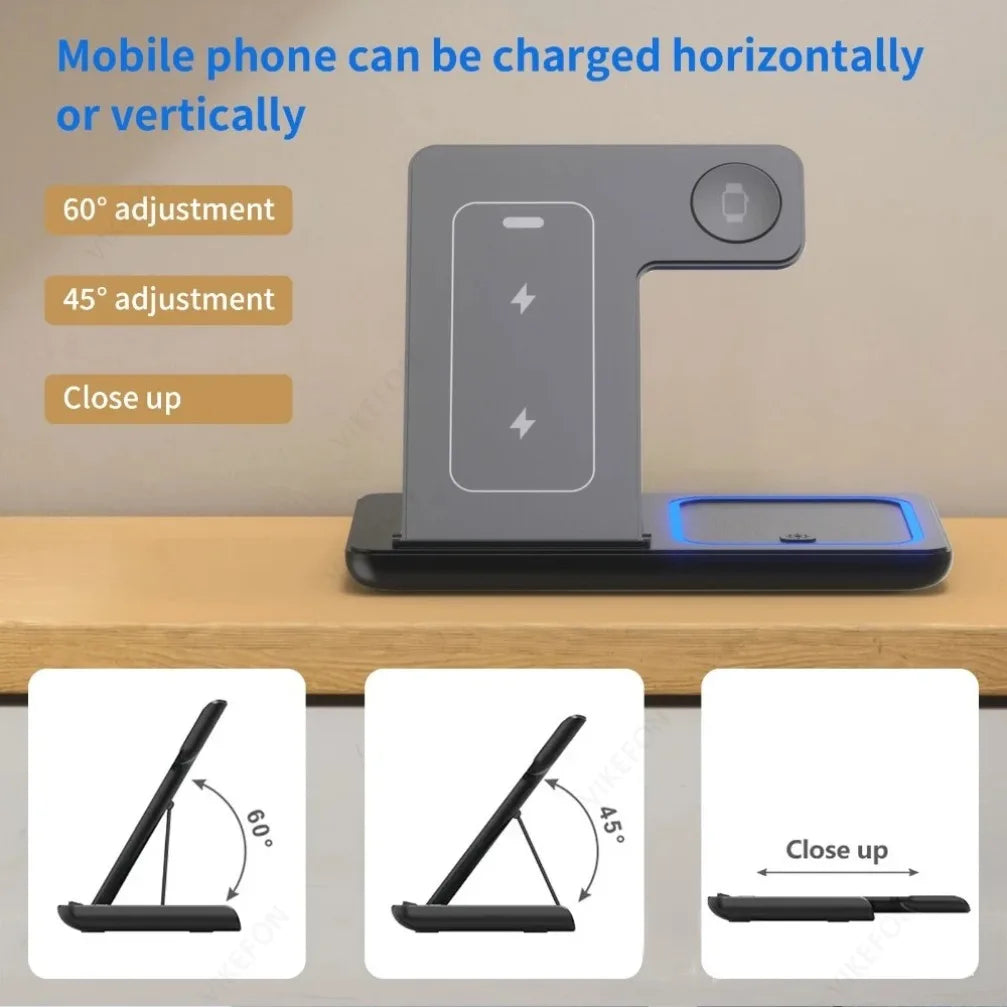⚡ 3-in-1 Foldable Wireless Charging Station – Fast & Elegant