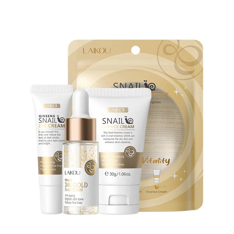 ✨ Golden Sakura Face Care Set – Cream, Serum & Eye Treatment (LAIKOU)