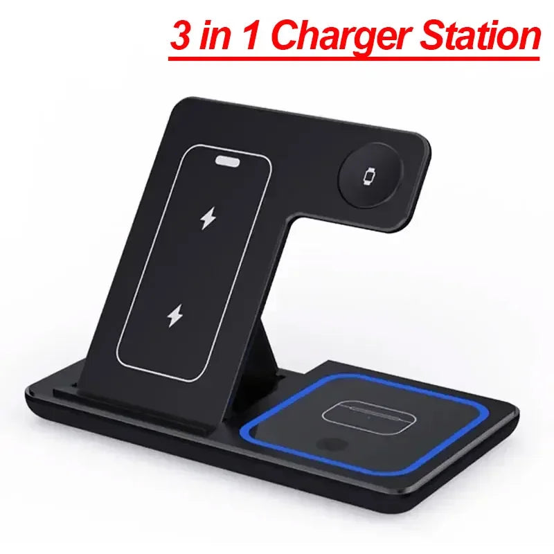 ⚡ 3-in-1 Foldable Wireless Charging Station – Fast & Elegant