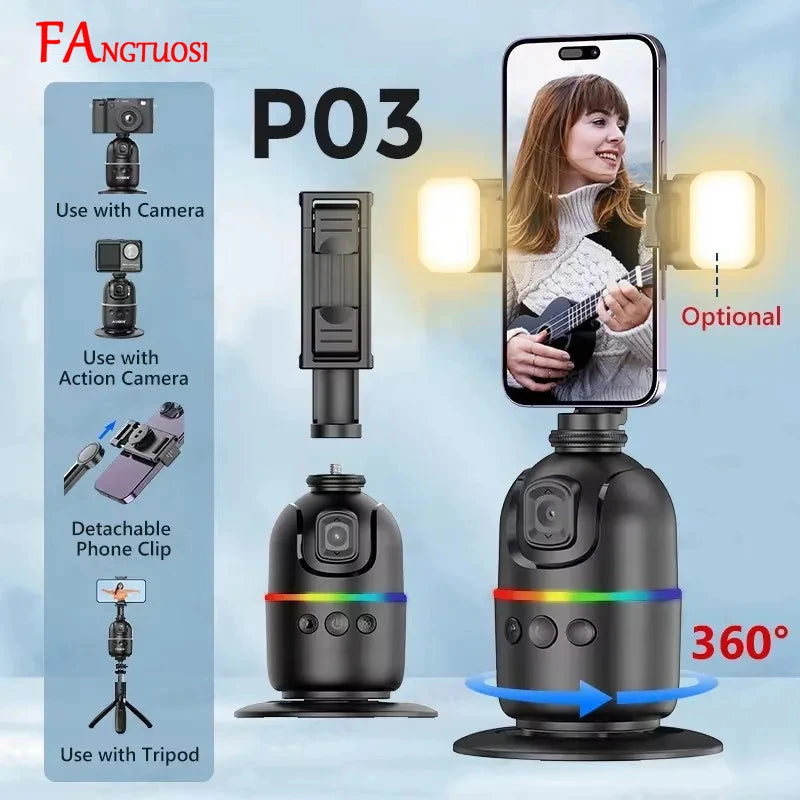 💫FANGTUOSI AI 360° Smartphone Stabilizer – Smart Face Tracking & Gesture Control