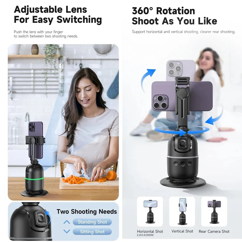 💫FANGTUOSI AI 360° Smartphone Stabilizer – Smart Face Tracking & Gesture Control