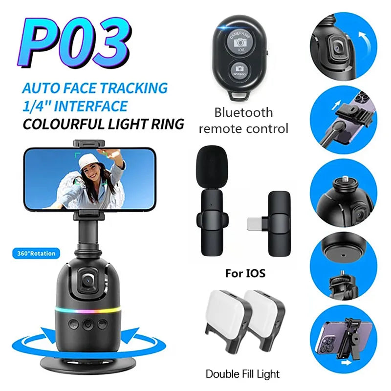 💫FANGTUOSI AI 360° Smartphone Stabilizer – Smart Face Tracking & Gesture Control