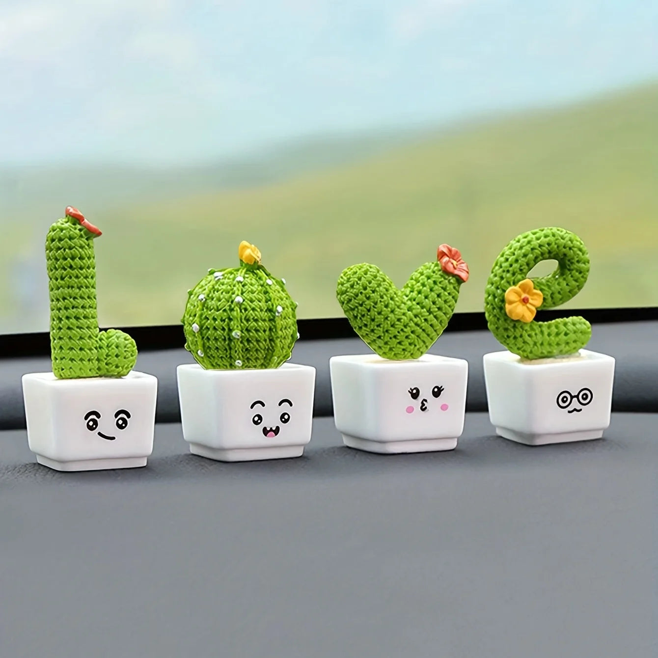 ✨ Resin Mini Cactus Set of 4 – Charming Green Desk Plants for Home, Office & Crafting